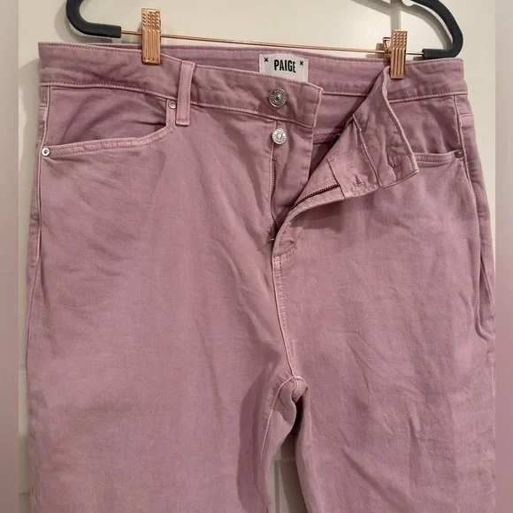 Paige Cindy straight jeans, high rise, raw hem, faded rose color, size 33 - Picture 4 of 12